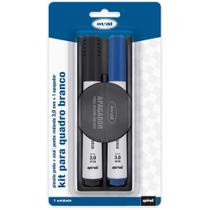 Pincel Marcador Quadro Branco 3,0mm apagador Preto Azul Oval