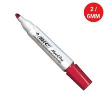Pincel Marcador Quadro Branco BIC Marking, Vermelho, Recarregável, Ponta Redonda de 2-6mm