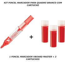 Pincel marcador quadro branco com 3 cartuchos vermelho pilot Pincel marcador quadro branco com 3 cartuchos vermelho pilot