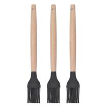 Pincel p Cozinha Preto Silicone Cabo Bambu Untador - 3un Pincel p Cozinha Preto Silicone Cabo Bambu Untador - 3un