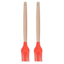 Pincel p Cozinha Vermelho Silicone Cabo Bambu Untador - 2un