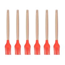 Pincel p Cozinha Vermelho Silicone Cabo Bambu Untador - 6un Pincel p Cozinha Vermelho Silicone Cabo Bambu Untador - 6un