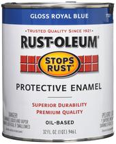 Pincel Paint Rust-Oleum interrompe a ferrugem em azul royal brilhante Pincel Paint Rust-Oleum interrompe a ferrugem em azul royal brilhante