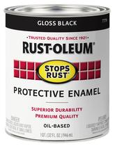 Pincel Paint Rust-Oleum interrompe a ferrugem em preto brilhante 946 ml