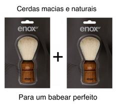 Pincel Para Barbear Cerdas Naturais Cabo de Madeira Kit 2Un.