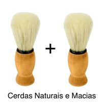Pincel Para Barbear Cerdas Naturais Cabo de Madeira Kit 2Un. - Enox