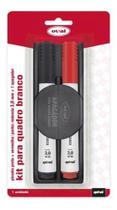 Pincel Quadro Branco 3,0mm Preto E Vermelho Com Apagador - oval