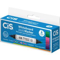 Pincel Quadro Branco CIS Duo Marker 2 Pontas e 2 Cores - Caixa com 6 Unidades