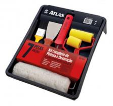 Pincel Rolo de Pintura Parede Decoração Tinta Cor Trincha Moderna 7pçs - Atlas Pincel Rolo de Pintura Parede Decoração Tinta Cor Trincha Moderna 7pçs - Atlas