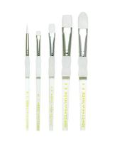 Pincel Royal Brush Soft Grip Plano com Cerdas de Fibra Taklon Dourada, Cabo de Acrílico com Pegada em Borracha Antiderrapante, Tamanho 8, Pacote com 12