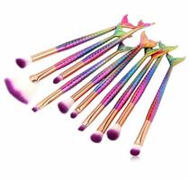Pincel Sereia Kit 10 Peças Iluminador Sombra Corretivo Delineador Make Up Maquiagem Mermaid Pincel Sereia Kit 10 Peças Iluminador Sombra Corretivo Delineador Make Up Maquiagem Mermaid