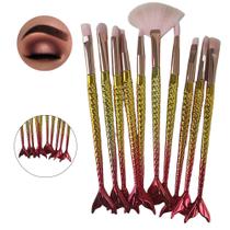 Pincel Sereia Kit 10 Peças Iluminador Sombra Corretivo Delineador Maquiagem Make Up Mermaid Pincel Sereia Kit 10 Peças Iluminador Sombra Corretivo Delineador Maquiagem Make Up Mermaid