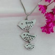 Pingente 3 Passarinhos em Prata Personalizado