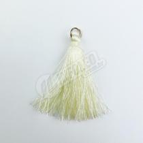 Pingente 4cm Amarelo Claro C/ Argola Dourada Franja de Seda (Tassel) - 10 unidades