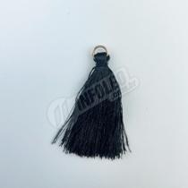 Pingente 4cm Preto C/ Argola Dourada Franja de Seda (Tassel) - 10 unidades