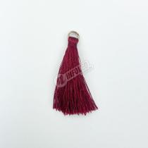 Pingente 4cm Vermelho Bordô C/ Argola Dourada Franja de Seda (Tassel) - 10 unidades