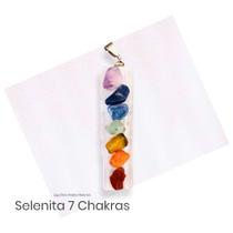 Pingente 7 Chakras Barra Selenita Pedra Natural - Equilíbrio