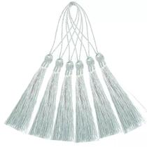 Pingente 7cm Prata Metalizado Franja de Seda Tassel - 10 unidades Pingente 7cm Prata Metalizado Franja de Seda Tassel - 10 unidades