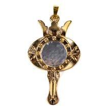 Pingente Abebê Oxum 6cm Metal Banhado Dourado