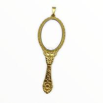 Pingente Abebê Oxum Em Metal Banhada a Ouro 07 Cm