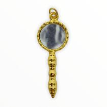 Pingente Abebê Oxum Em Metal Banhada a Ouro 4 Cm