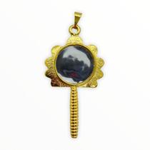 Pingente Abebê Oxum Em Metal Banhada a Ouro 5,4 Cm