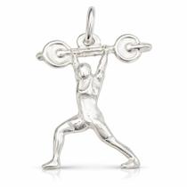 Pingente Academia Atleta Exercício Funcional Levantamento Peso Prata