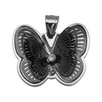 Pingente Aço Borboleta Vazada com Zircônia e IPB 20x32mm Pingente Aço Borboleta Vazada com Zircônia e IPB 20x32mm