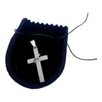 Pingente Aço Inox argola Cruz Oração Pai Nosso crucifixo