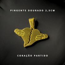 Pingente Aço Inox Dourado Coração Partido Amor Romance Namoro Love Presente Romântico Casa Pingente Aço Inox Dourado Coração Partido Amor Romance Namoro Love Presente Romântico Casa