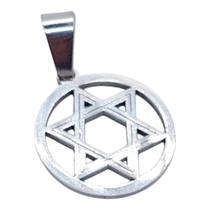 Pingente Aço inox medalha Estrela de Davi Salomão Pingente Aço inox medalha Estrela de Davi Salomão