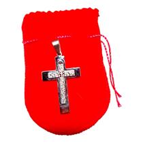 Pingente aço inox prata cruz relevo oração religioso Pingente aço inox prata cruz relevo oração religioso