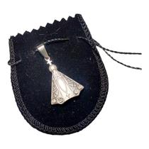 Pingente aço inox prata nossa senhora aparecida cravejado