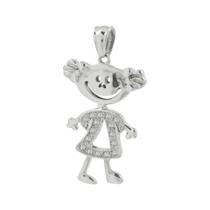 Pingente Aço Menina Vestido Vazado 34x22mm Pingente Aço Menina Vestido Vazado 34x22mm