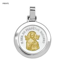 Pingente Aço NSra. do Perpétuo Socorro Redondo 30mm com Ouro Pingente Aço NSra. do Perpétuo Socorro Redondo 30mm com Ouro