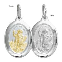 Pingente Aço Santo Expedito Oval 23x16mm com Ouro