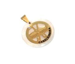 Pingente Acrílico Cabeleireira Pente Folheado Ouro 18k Pingente Acrílico Cabeleireira Pente Folheado Ouro 18k