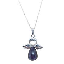 Pingente Amethyst Guardian Angel em prata 925 com corrente de 50 cm