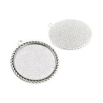 Pingente Antigo com Base para Cabochão - Estilo Barroco Vintage (5 Peças - 35mm)