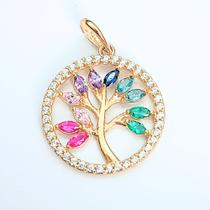 Pingente Arvore Da Vida Ouro 18k 750 Zircônias Mistas