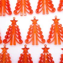 Pingente Árvore de Natal Acrílico Vermelho Transparente 52x75mm 10pçs 100g