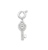 PINGENTE AVULSO CHAVE CRAVEJADA BANHADO A RÓDIO - Joia Elegante