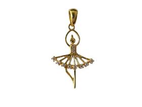 Pingente Bailarina Pedras de Zircônia Ouro 18k - 0.84