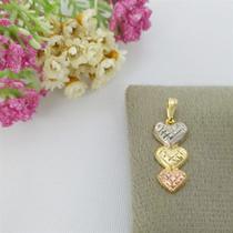 Pingente Banhado A Ouro Com 3 Corações Bijou Art
