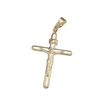 Pingente Banhado a Ouro Cruz Com Cristo Desenhado Bijou Art Pingente Banhado a Ouro Cruz Com Cristo Desenhado Bijou Art