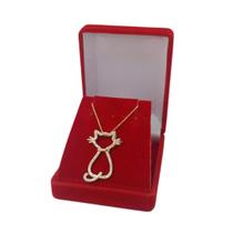 Pingente Banhado a Ouro De Gatinho Com Pedras Bijou Art