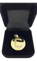 Pingente Banhado a Ouro Letra C Joias Nobre Com Zircônia
