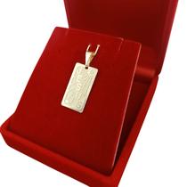 Pingente Banhado a Ouro Plaquinha Trabalhada Escrito Jesus Bijou Art