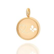 Pingente banhado ouro 3x 24k 18k e 22k feminino borboleta coração redondo rommanel 542677 Pingente banhado ouro 3x 24k 18k e 22k feminino borboleta coração redondo rommanel 542677