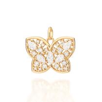 Pingente banhado ouro 3x 24k 18k e 22k feminino borboleta cravejado zircônias rommanel 542481